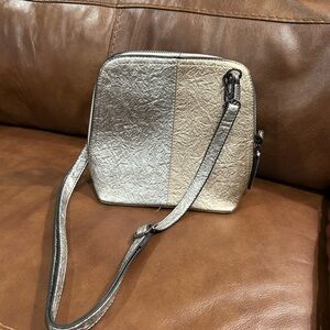 Treska Silver and Cream Crossbody Bag